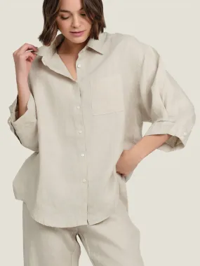 100% Linen shirt in Sand