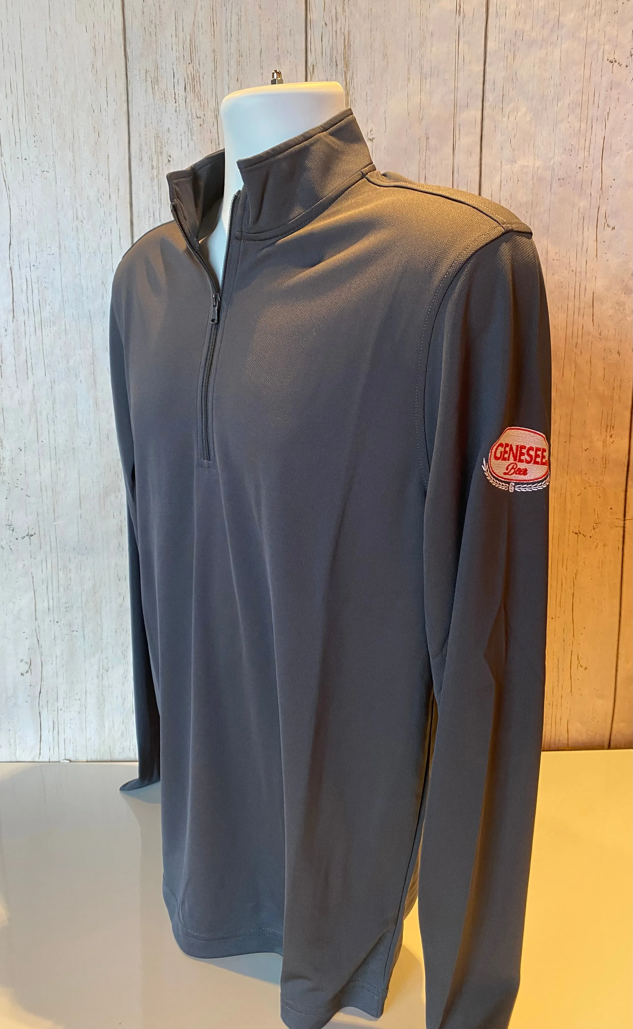 1/4 zip Genesee Port Authority L/S Graphite color shirt