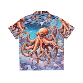 Abstract Octopus Hawaiian Shirt - Retro Summer Tropical Shirt