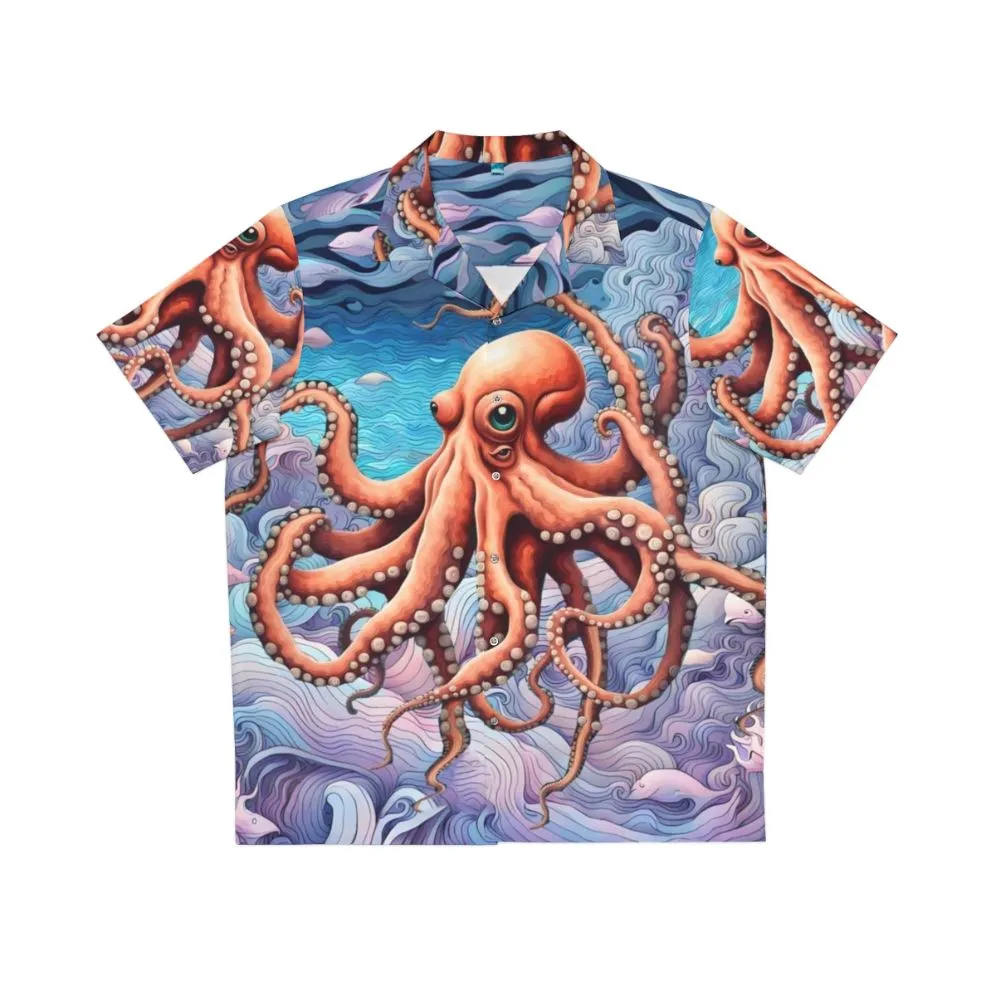 Abstract Octopus Hawaiian Shirt - Retro Summer Tropical Shirt