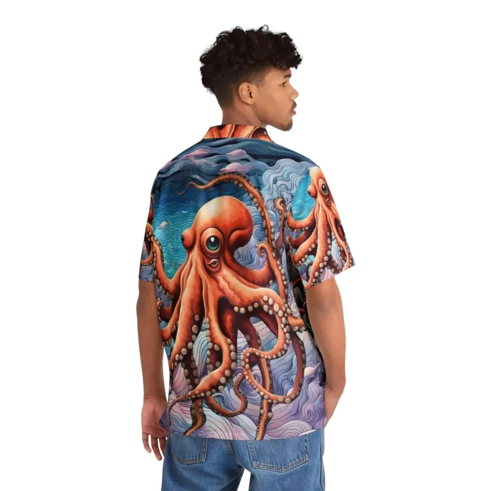 Abstract Octopus Hawaiian Shirt - Retro Summer Tropical Shirt