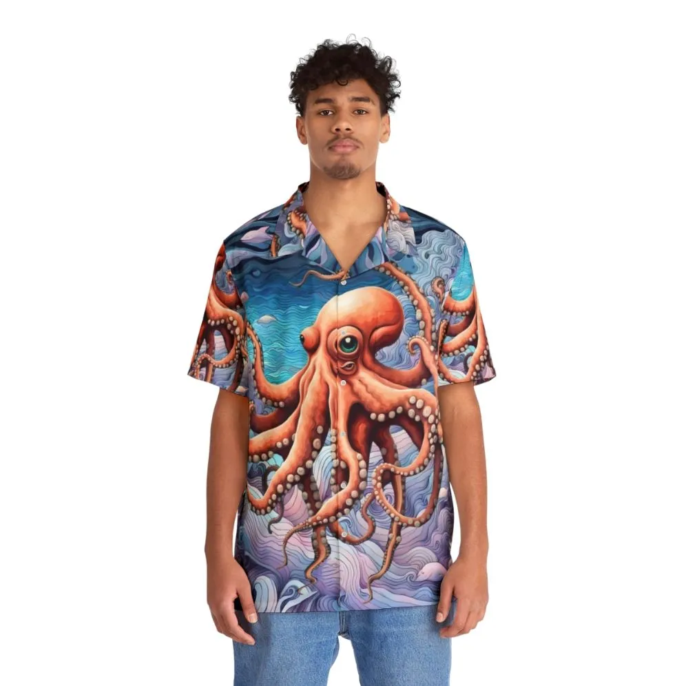 Abstract Octopus Hawaiian Shirt - Retro Summer Tropical Shirt