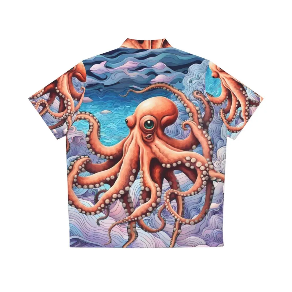 Abstract Octopus Hawaiian Shirt - Retro Summer Tropical Shirt