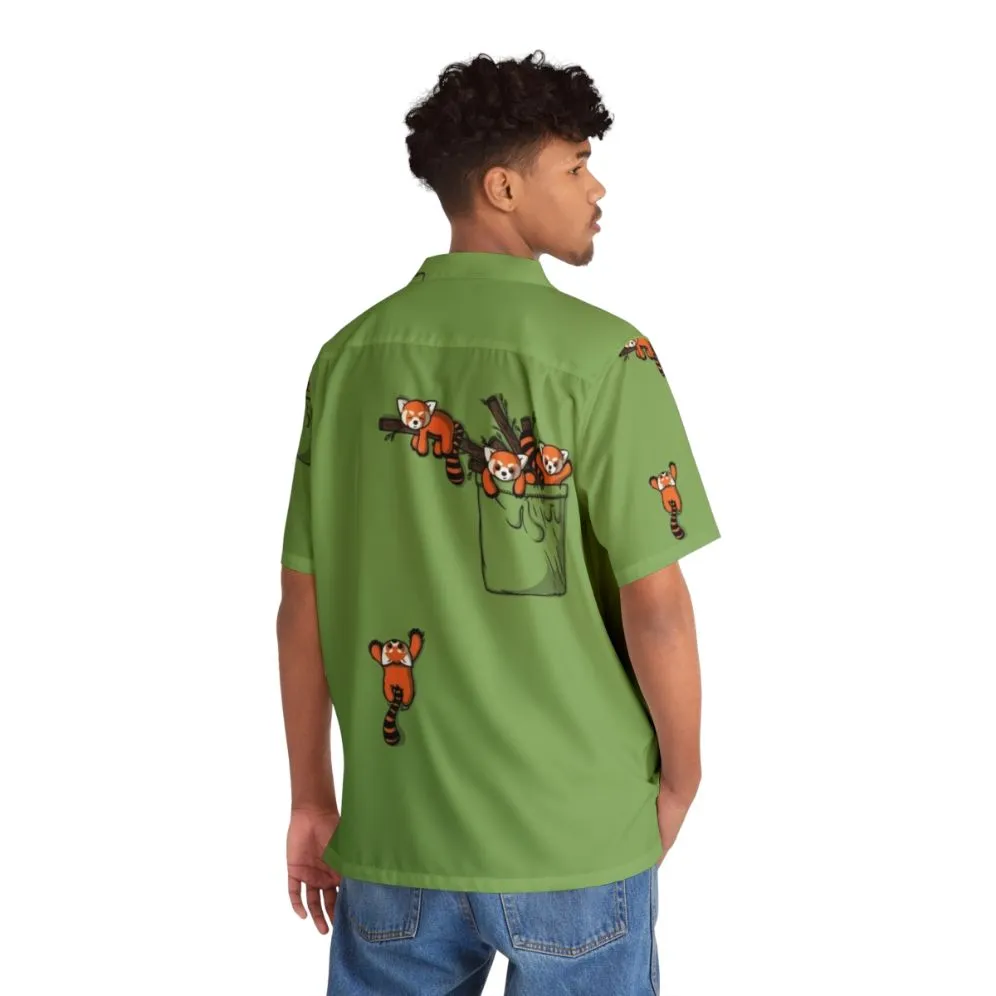 Adorable Red Panda Pocket Hawaiian Shirt for Kids