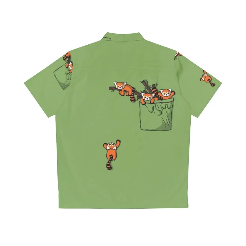Adorable Red Panda Pocket Hawaiian Shirt for Kids