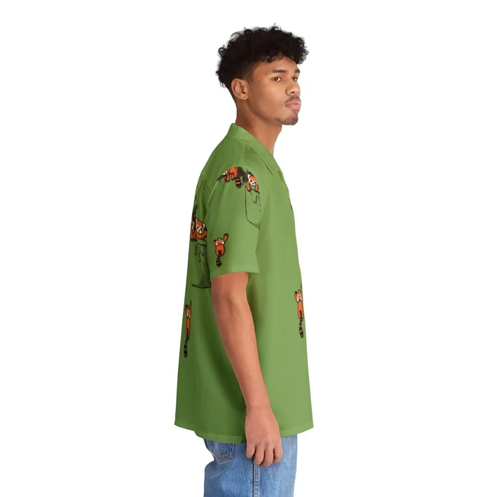 Adorable Red Panda Pocket Hawaiian Shirt for Kids
