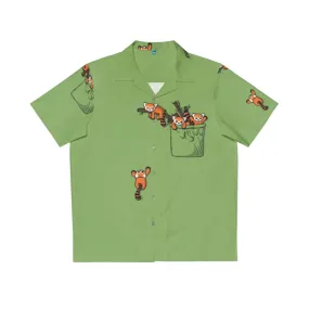 Adorable Red Panda Pocket Hawaiian Shirt for Kids