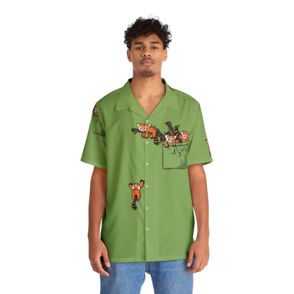 Adorable Red Panda Pocket Hawaiian Shirt for Kids
