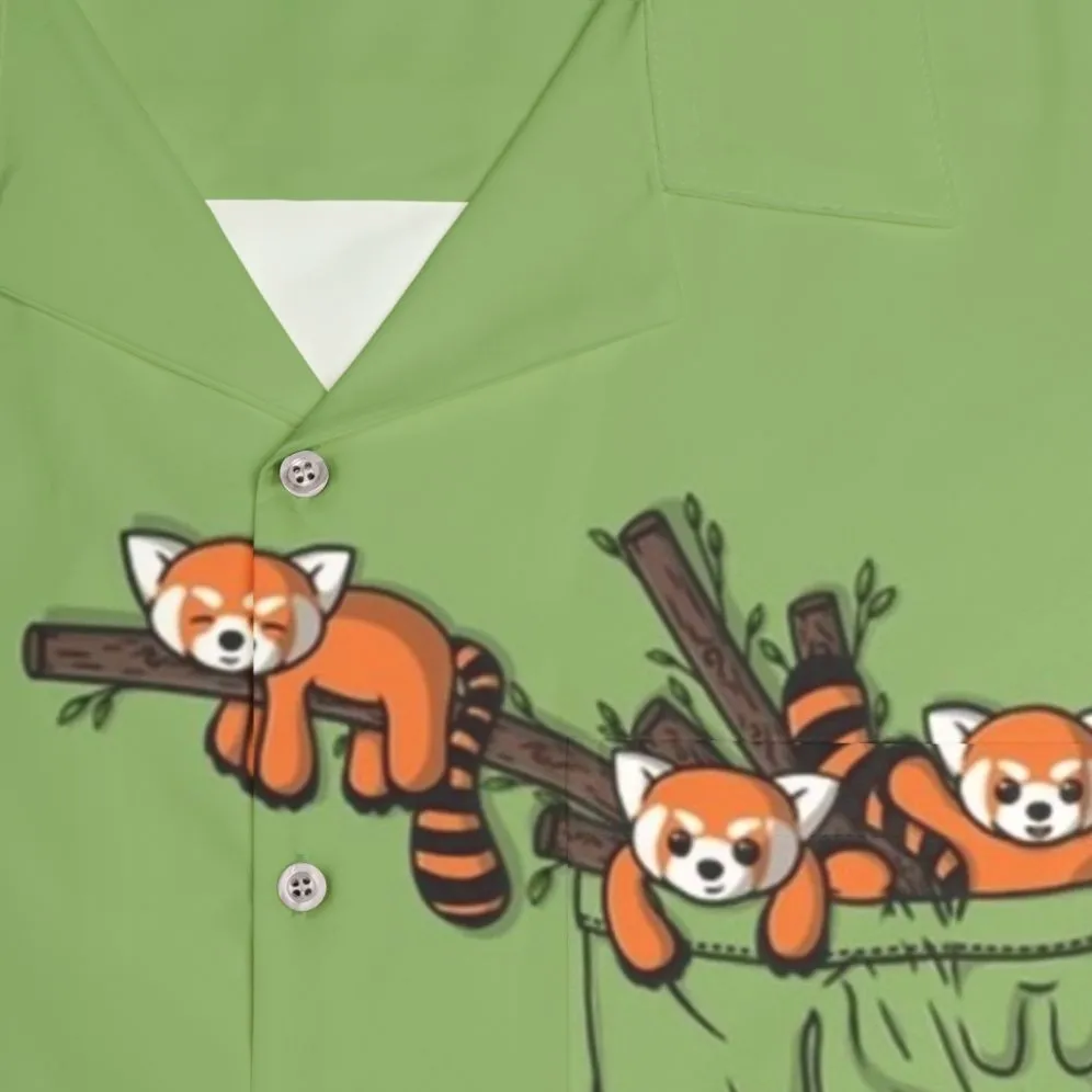 Adorable Red Panda Pocket Hawaiian Shirt for Kids