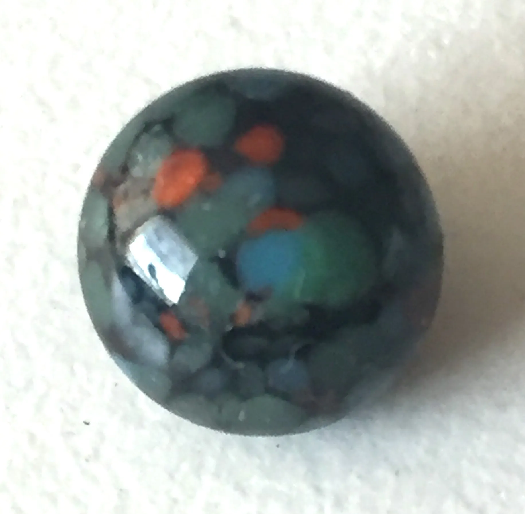 Almost Gone, Black/Blue/Soft Teal Spots Tiny Vintage Glass Buttons, 5/16" Japan #GL 308