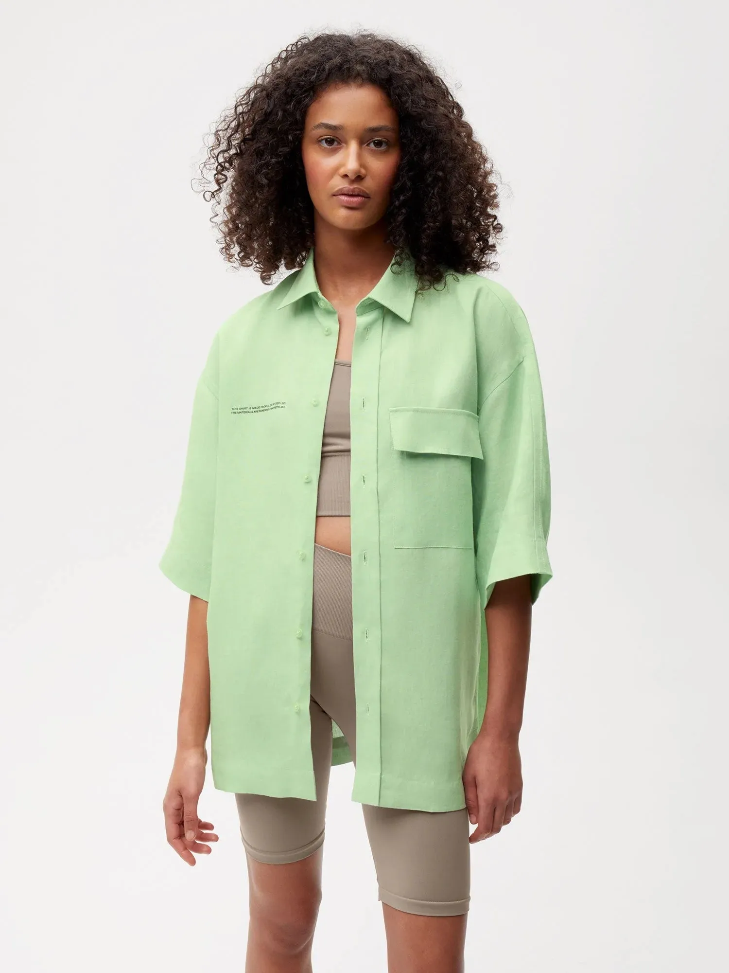 Aloe Linen Short Sleeve Shirt—pistachio