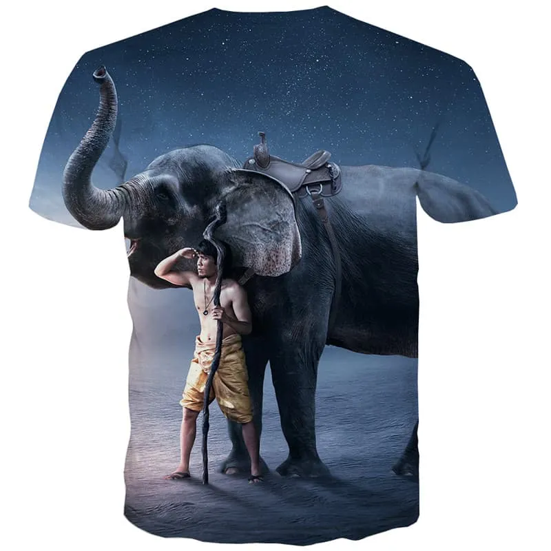Animal T-shirt Men Elephant Tshirts Novelty Galaxy T shirts Funny Harajuku Tshirt Printed