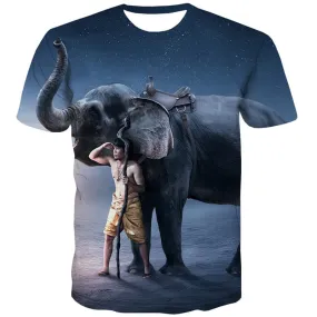 Animal T-shirt Men Elephant Tshirts Novelty Galaxy T shirts Funny Harajuku Tshirt Printed