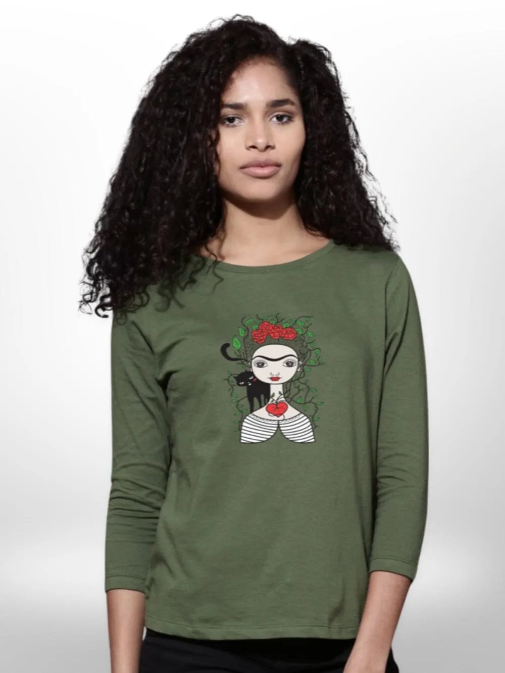 Artificial Cartoon Printed Womens T-Shirt 4 Quarter Sleeve