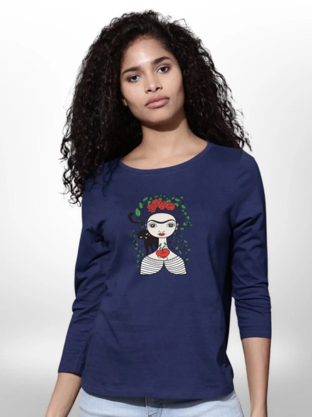 Artificial Cartoon Printed Womens T-Shirt 4 Quarter Sleeve