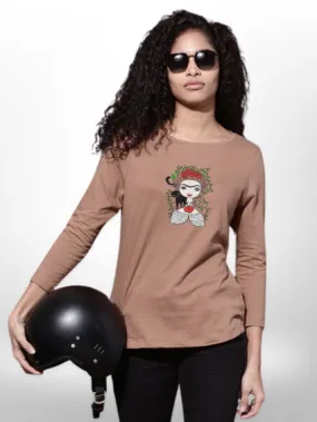 Artificial Cartoon Printed Womens T-Shirt 4 Quarter Sleeve