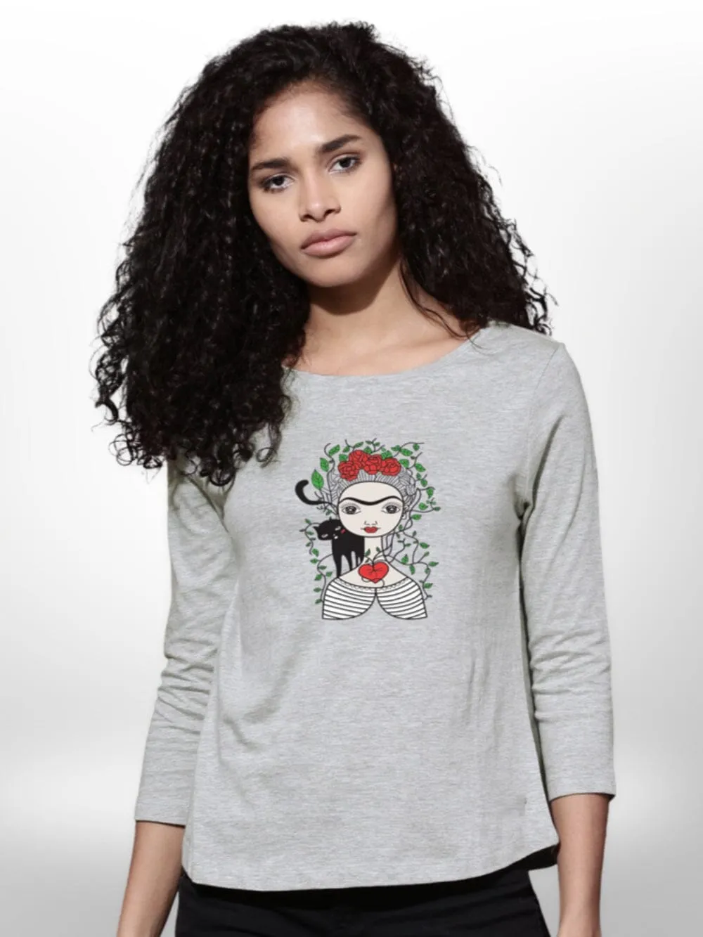 Artificial Cartoon Printed Womens T-Shirt 4 Quarter Sleeve