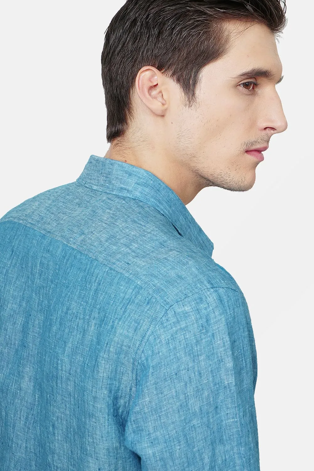 Basics Slim Fit Linen Casual Shirt