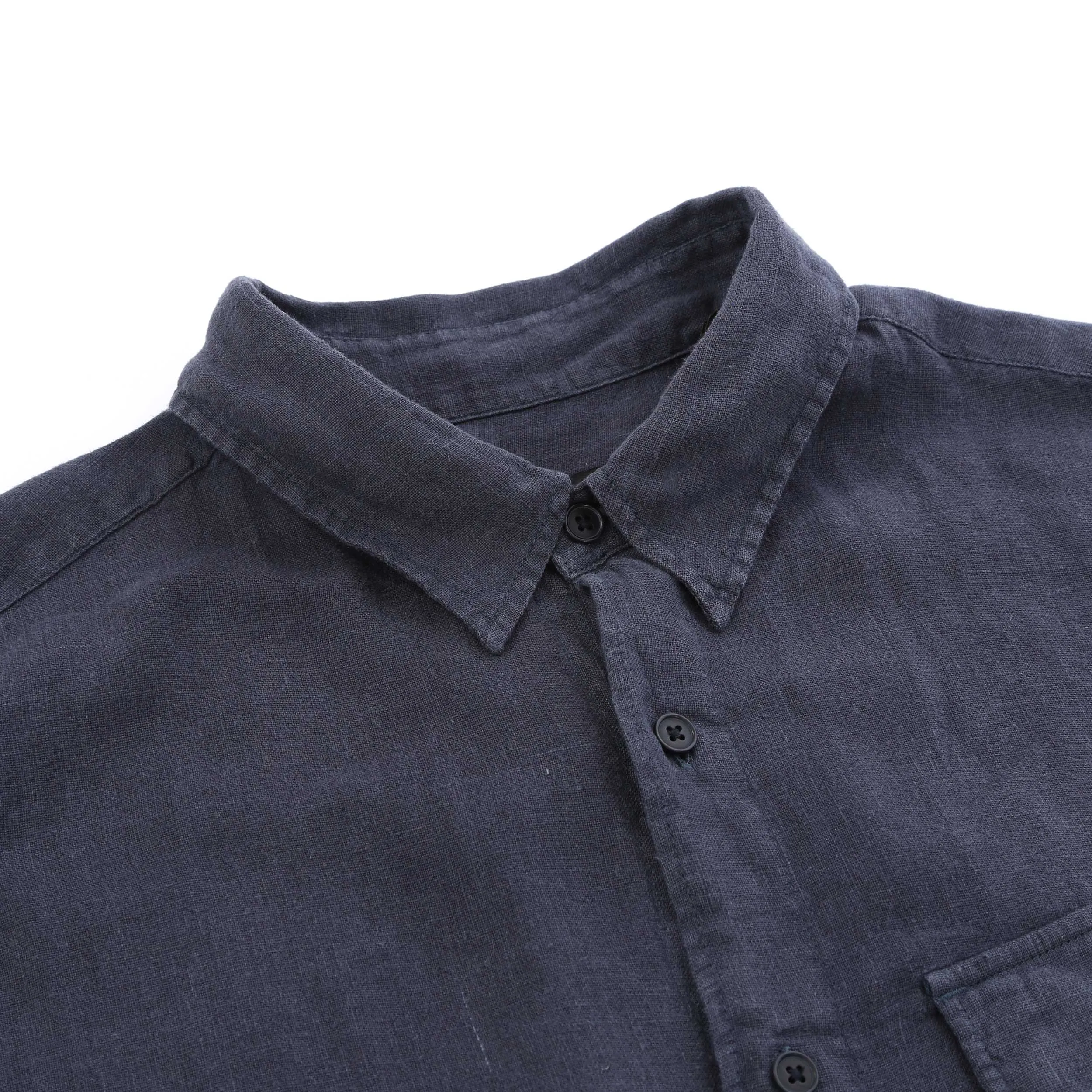 Belstaff Scale Linen Shirt in Dark Ink