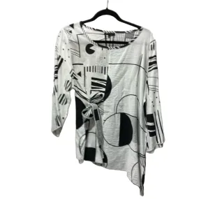 Black & White Abstract Print Shirt With Side Knot-Tie Detail