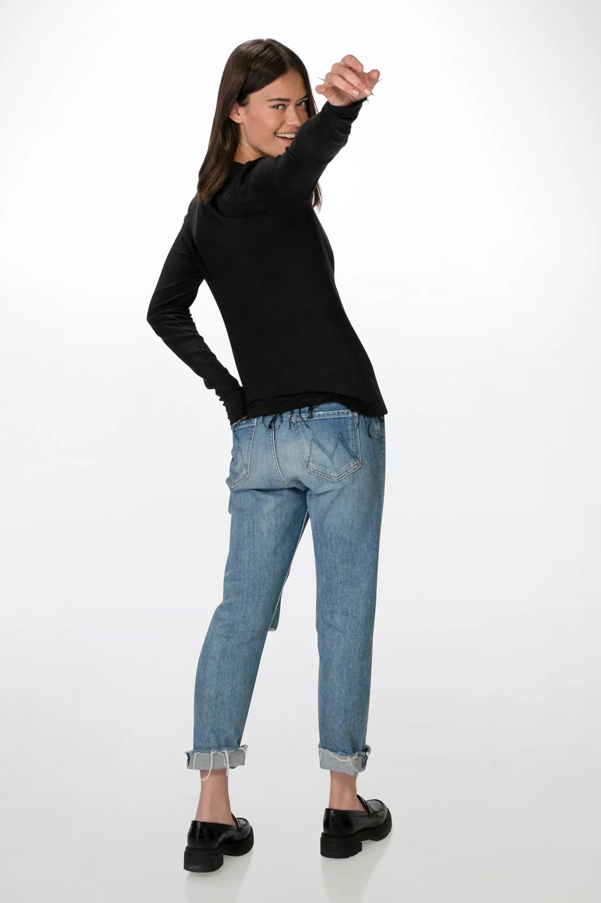 Black  Long Sleeves Linen T-Shirt