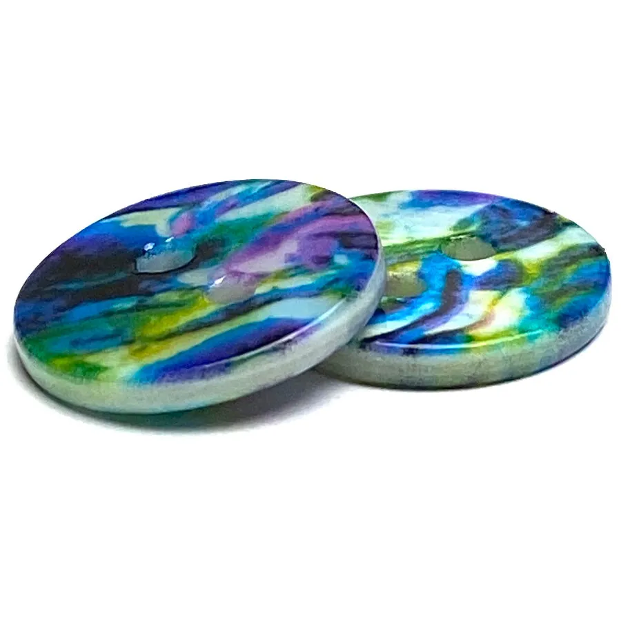 Blue Psychedelic Abstract Shell, 9/16" Colorful 14mm 2-Hole Button, Pack of 20 # LP-76
