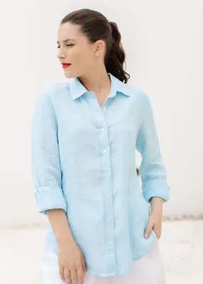 Casual Linen Shirt Aqua