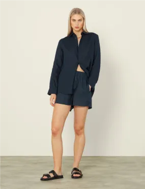 CO-ORD SET: LINEN, NAVY BLUE