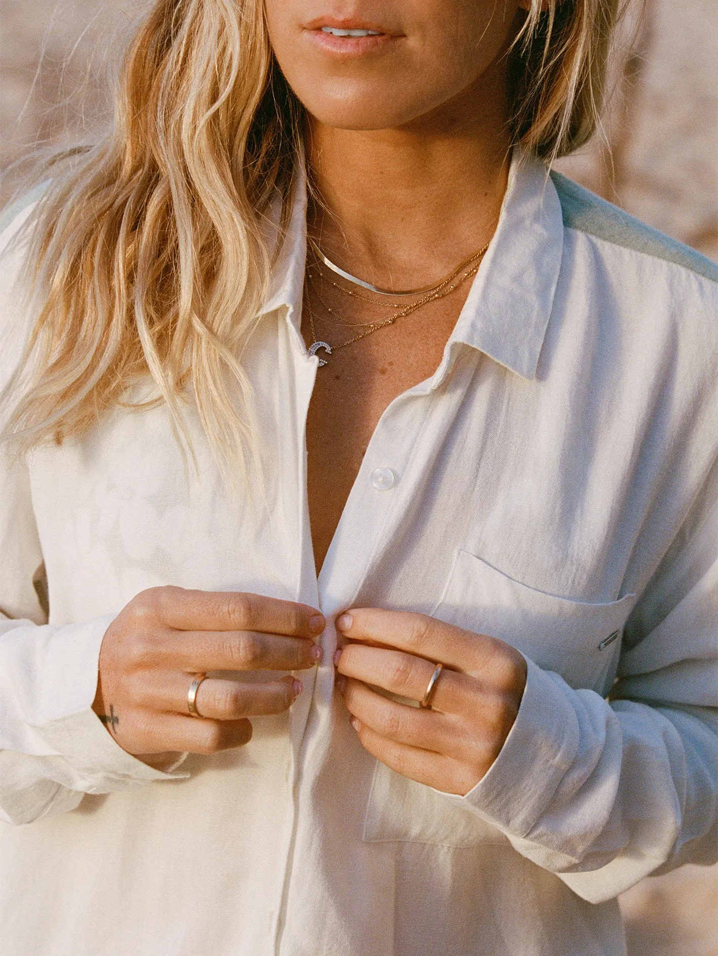 Coco Ho Yoked Shirt - Star White