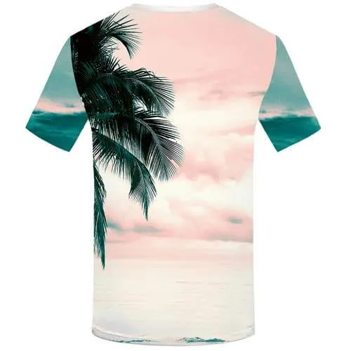Coconut Tree T-shirt Men Ocean Tshirts Novelty Cloud T-shirts 3d Harajuku T-shirts Graphic Leaf T shirts Funny Short Sleeve