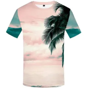 Coconut Tree T-shirt Men Ocean Tshirts Novelty Cloud T-shirts 3d Harajuku T-shirts Graphic Leaf T shirts Funny Short Sleeve