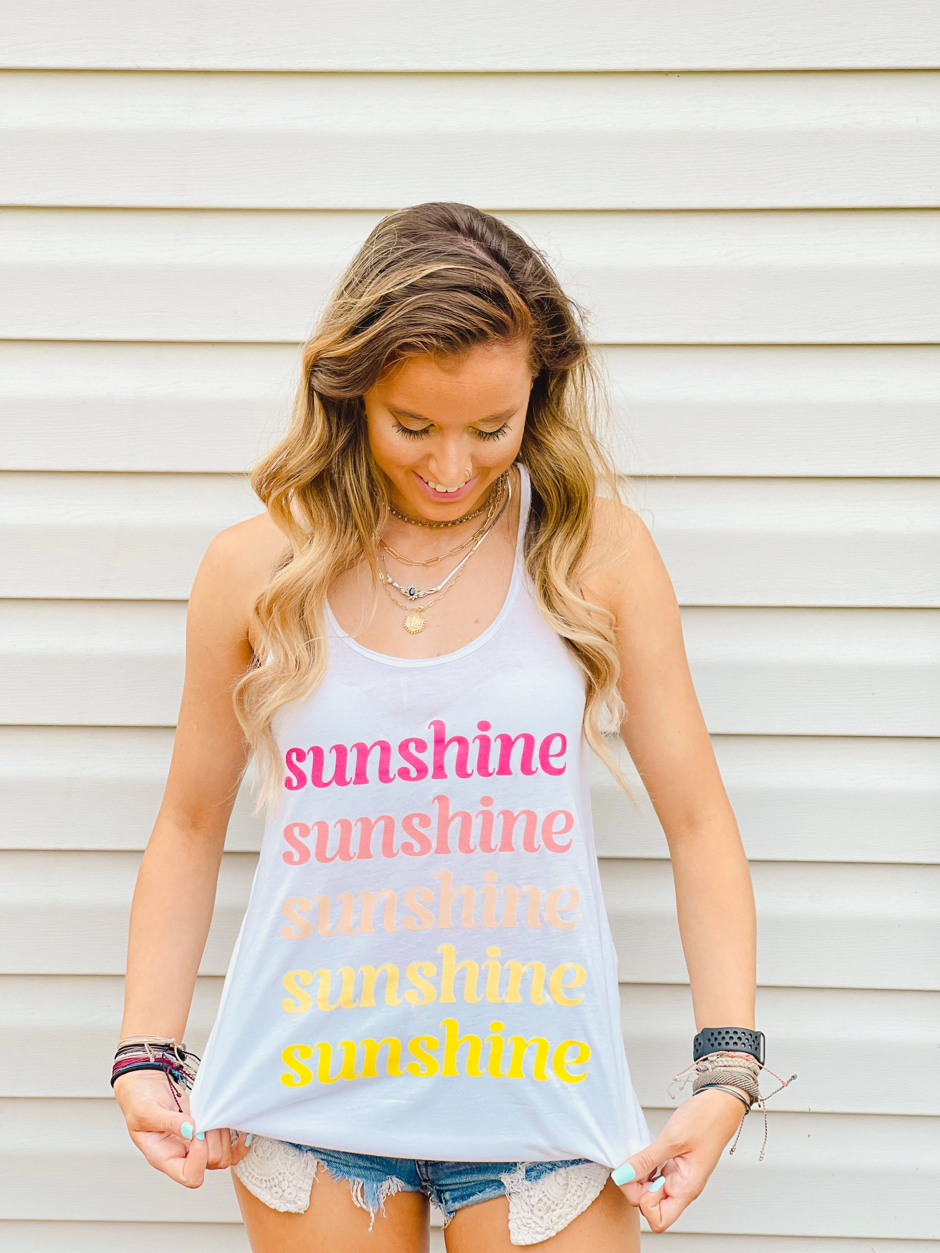 Colorful Sunshine Pleated Tank