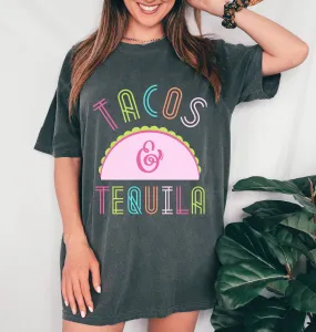 Comfort Colors or Bella Canvas Tacos and Tequila Tee/ Mineral Washed Shirt/ Cinco De Mayo