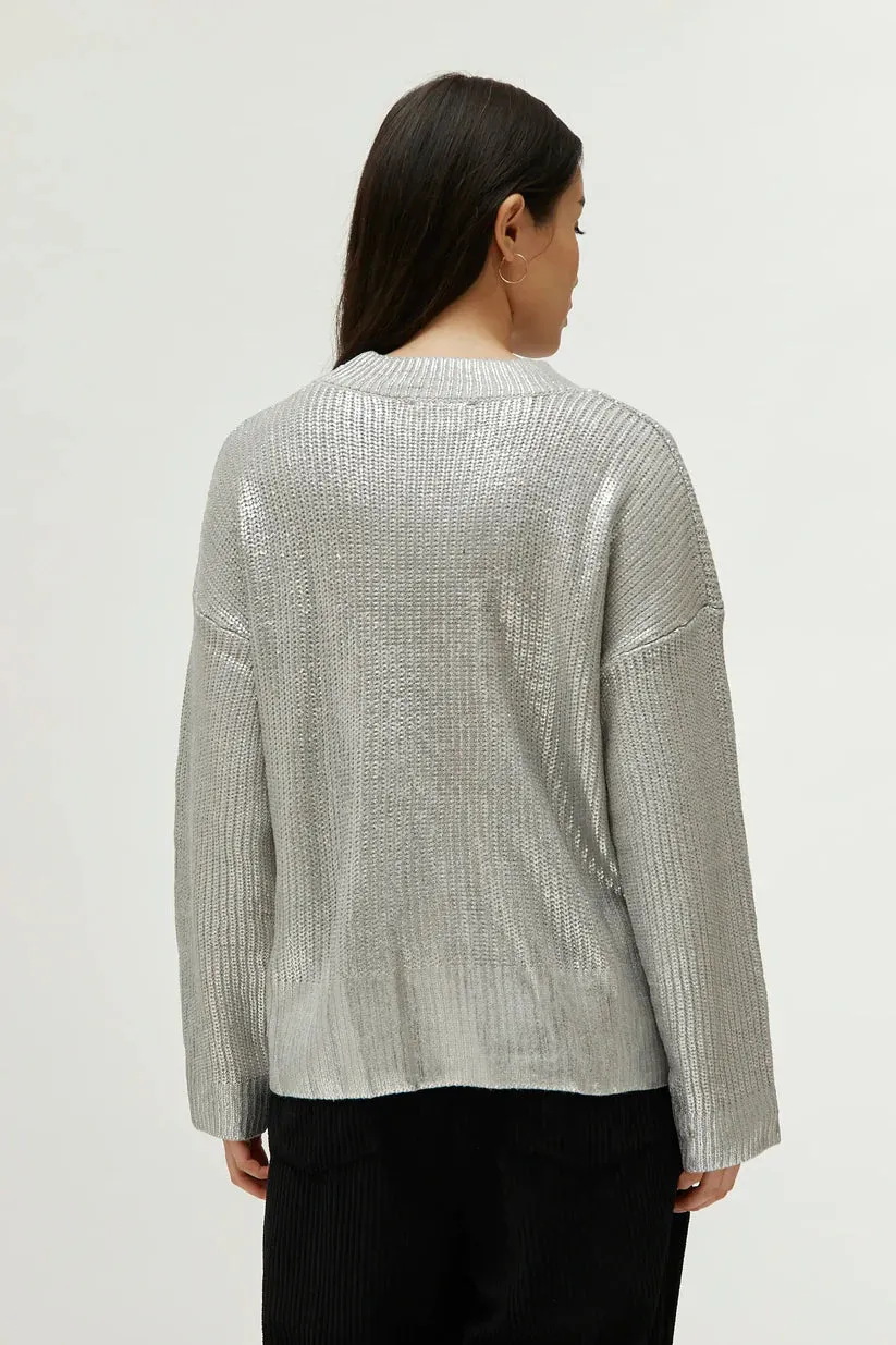 COMPANIA FANTASTICA SILVER METALLIC SWEATER