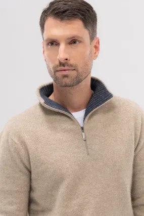 Contrast Half Zip Sweater