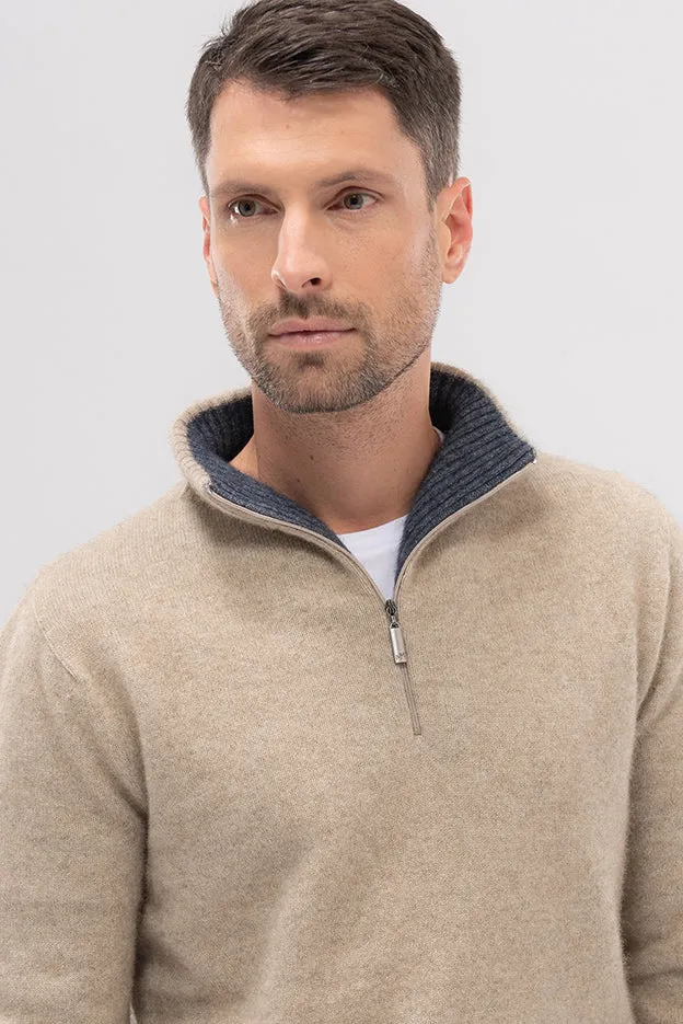Contrast Half Zip Sweater