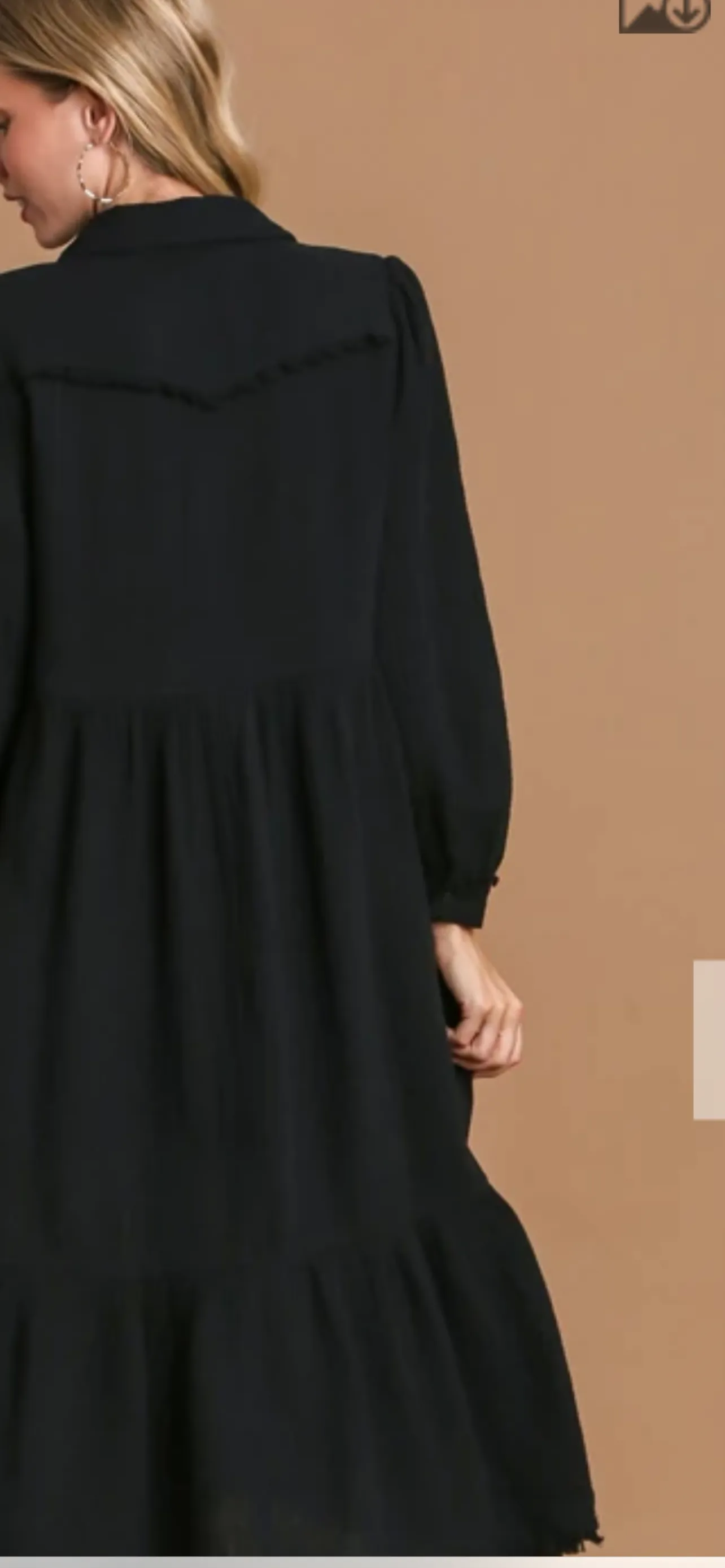 Cotton Gauze Collared Tiered Dress