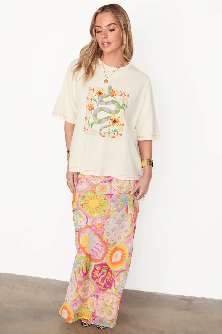 Cream Abstract Snake T-shirt