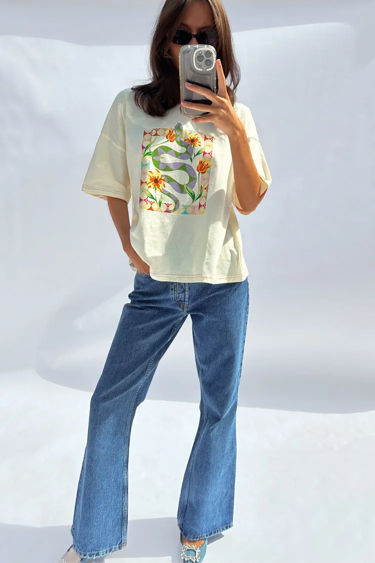 Cream Abstract Snake T-shirt