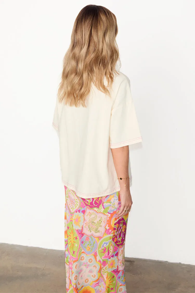 Cream Abstract Snake T-shirt