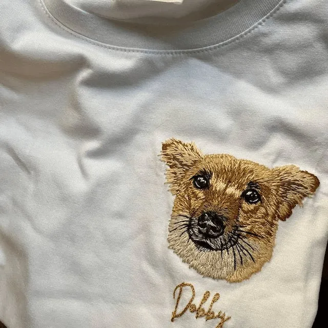 Custom Embroidery Unisex T-Shirt Personalised Photo&Text T-shirt Gift for Father's Day
