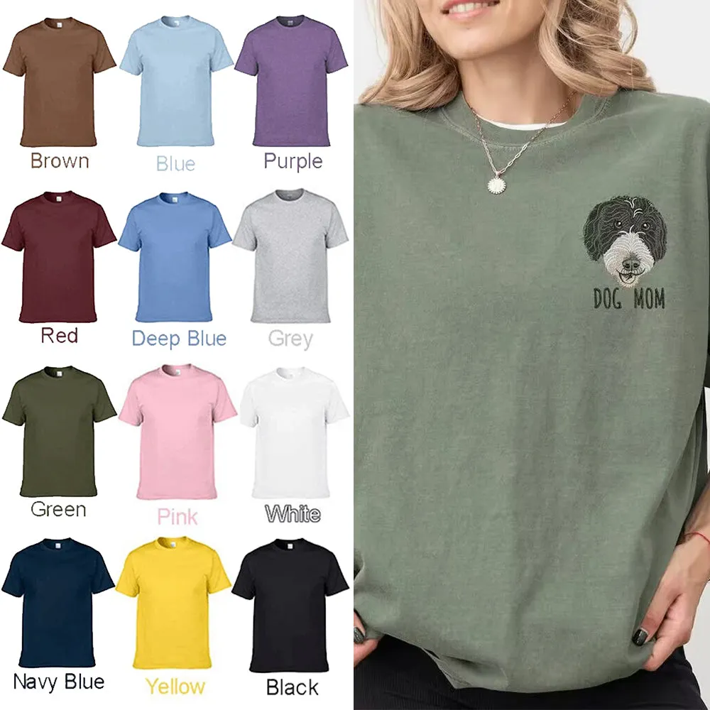 Custom Embroidery Unisex T-Shirt Personalised Photo&Text T-shirt Gift for Father's Day