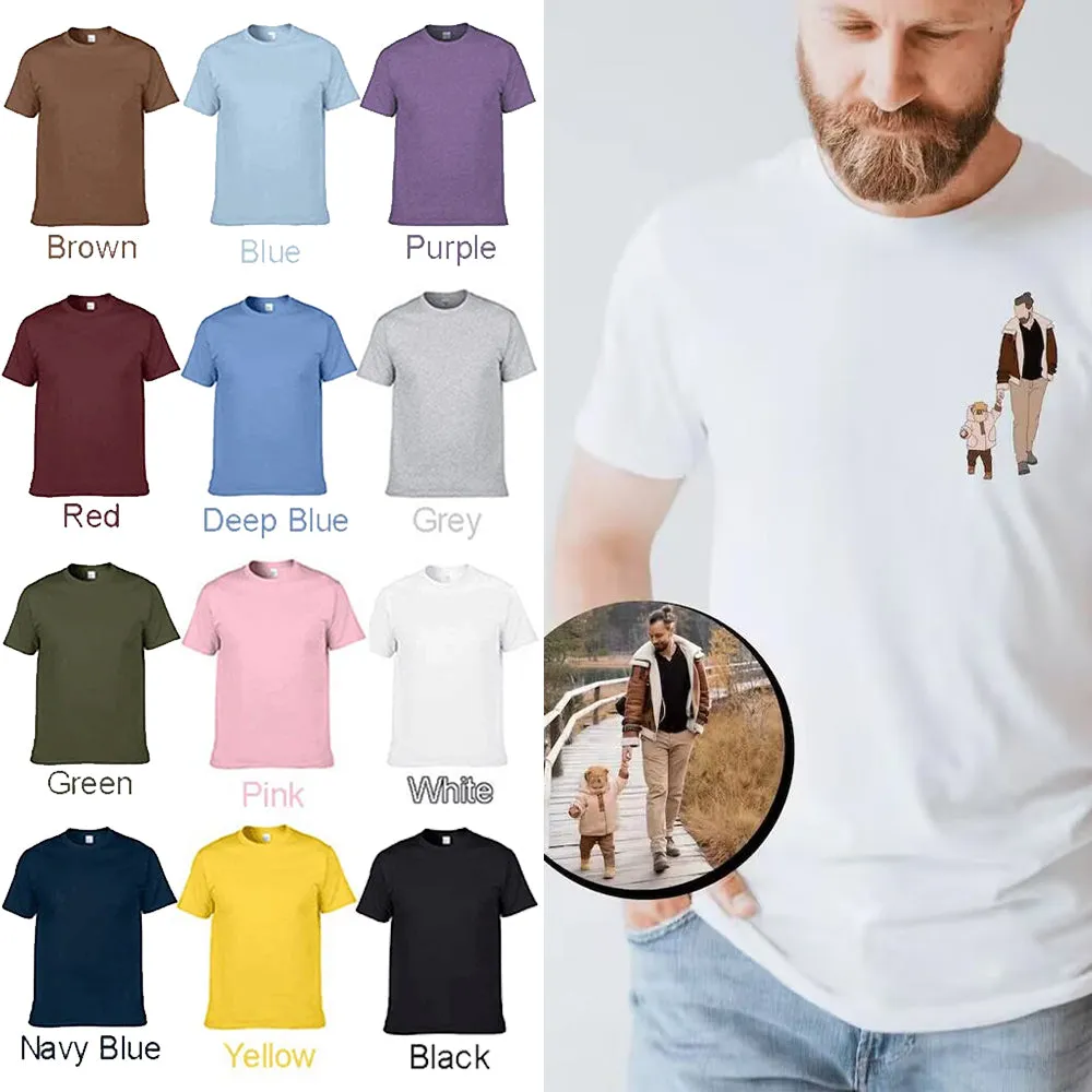 Custom Embroidery Unisex T-Shirt Personalised Photo&Text T-shirt Gift for Father's Day
