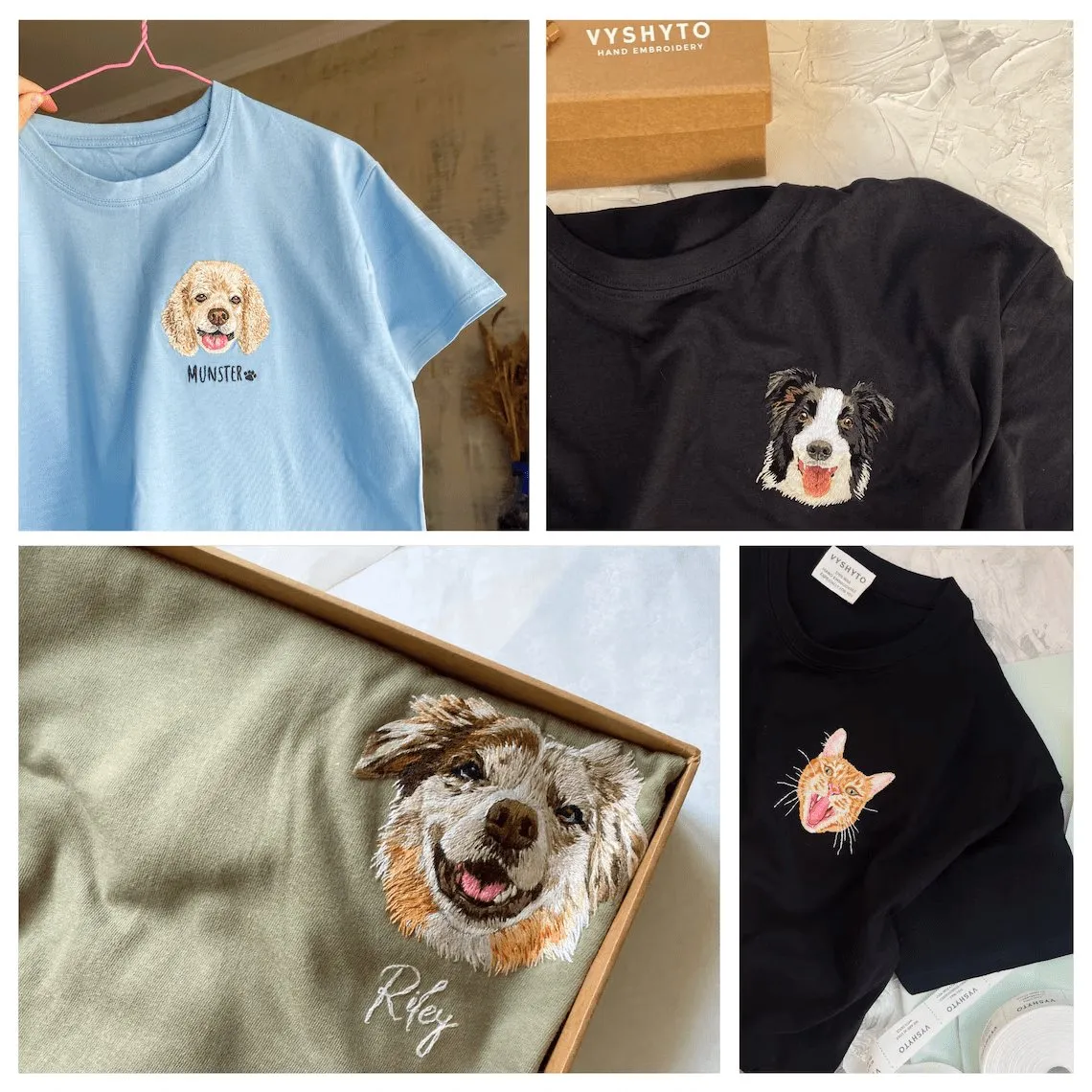 Custom Embroidery Unisex T-Shirt Personalised Photo&Text T-shirt Gift for Father's Day