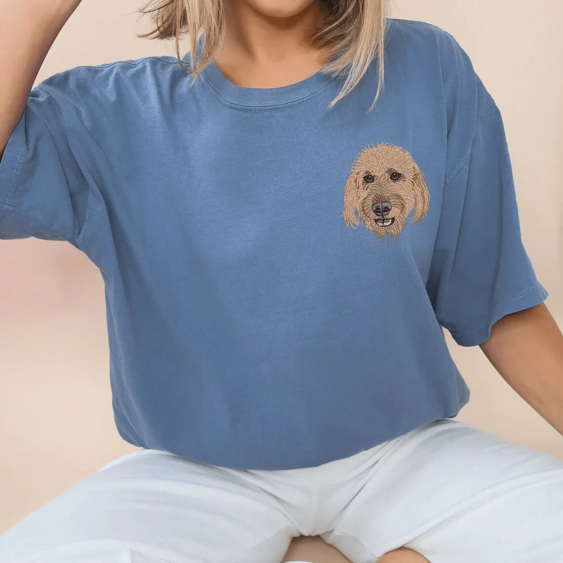 Custom Embroidery Unisex T-Shirt Personalised Photo&Text T-shirt Gift for Father's Day