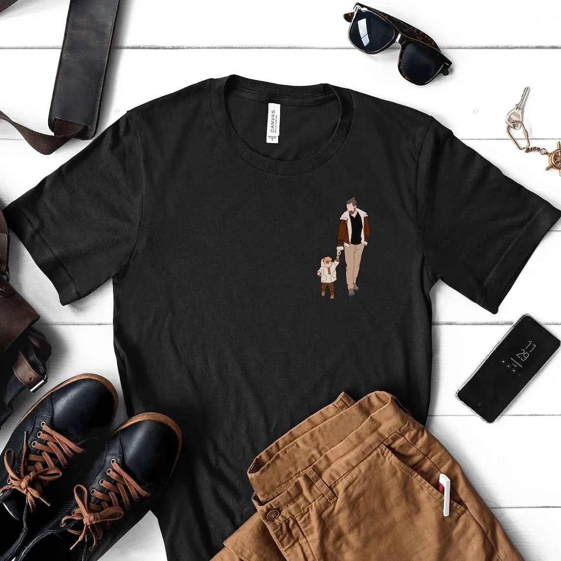 Custom Embroidery Unisex T-Shirt Personalised Photo&Text T-shirt Gift for Father's Day
