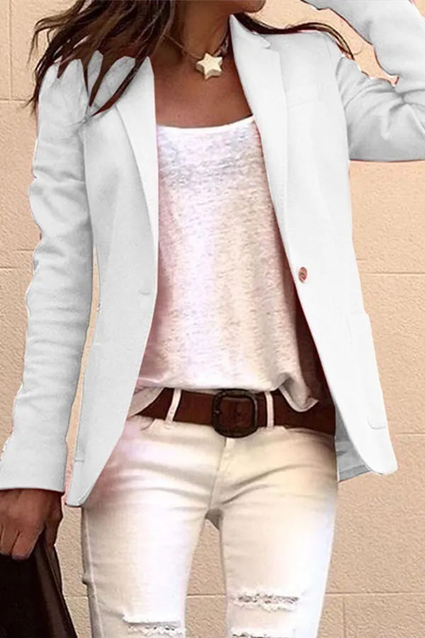 Dunnmall Casual Solid Buttons Turn-back Collar Outerwear(6 Colors)