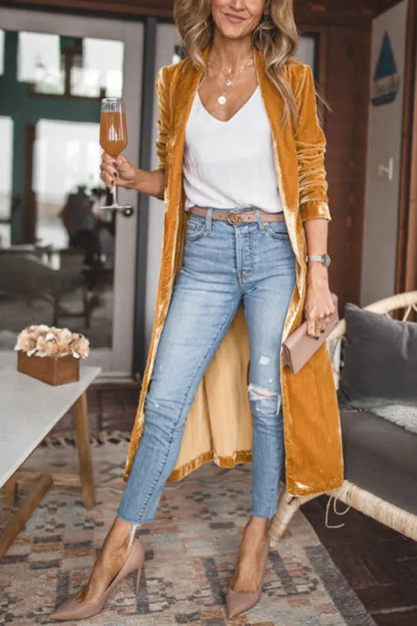 Dunnmall Cheering My Way Velvet Kimono Coat
