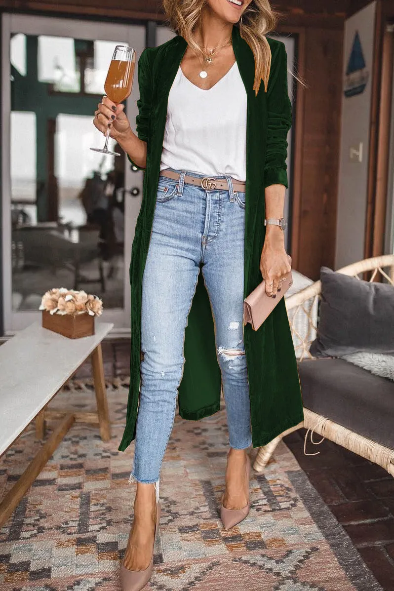 Dunnmall Cheering My Way Velvet Kimono Coat