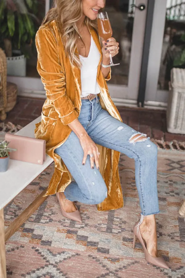 Dunnmall Cheering My Way Velvet Kimono Coat